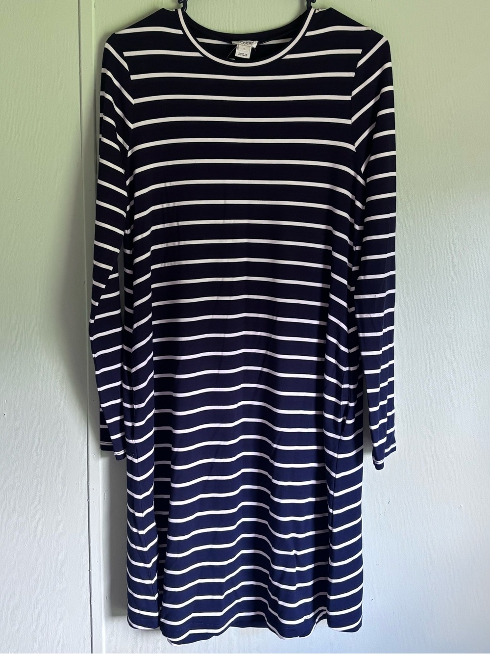 NWT J.Crew Navy White Striped Swing Dress w/ Pockets S